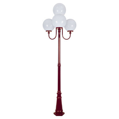 GT-627 Lisbon Four 30cm Spheres Curved Arms Tall Post Light - Powder Coated Finish / E27 - Burgundy