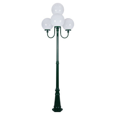 GT-627 Lisbon Four 30cm Spheres Curved Arms Tall Post Light - Powder Coated Finish / E27 - Green