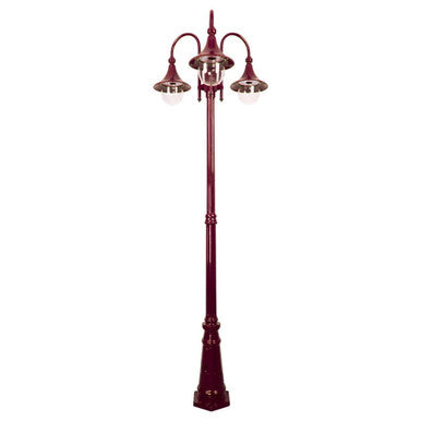 GT-664 Monaco Triple Head Tall Post - Powder Coated Finish / E27 - Burgundy