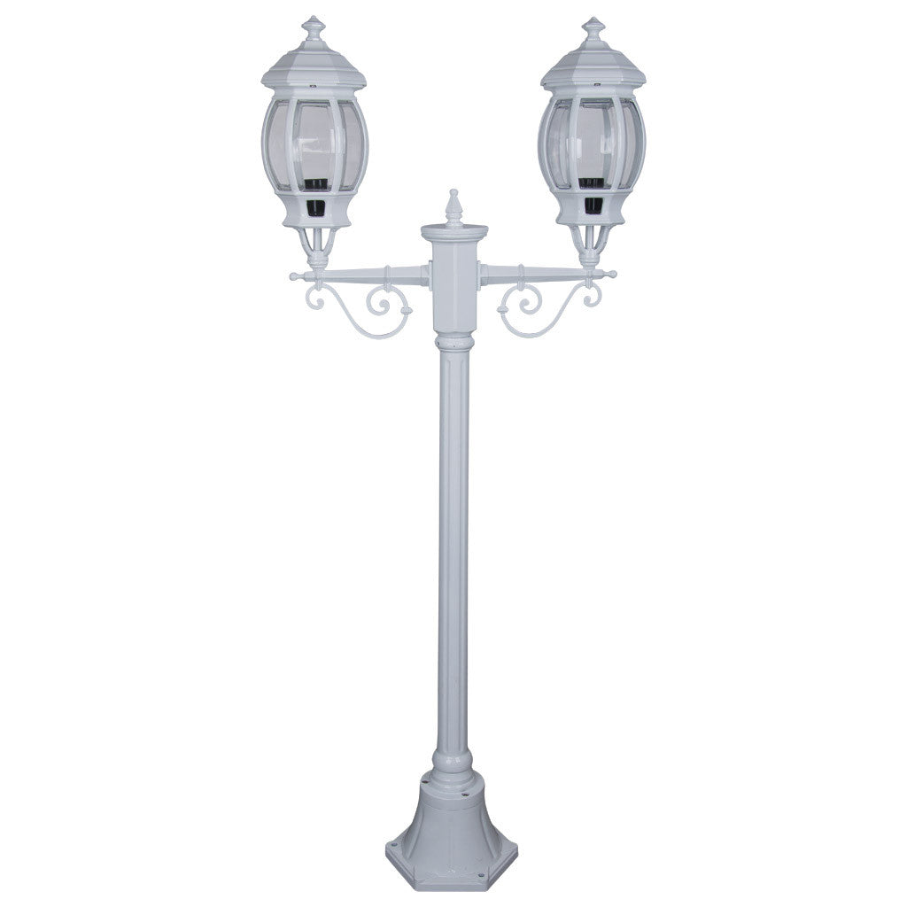 GT-675 Vienna Twin Head Short Post Light - Powder Coated Finish / B22 - White