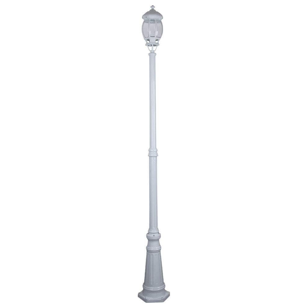 GT-678 Vienna Single Head Tall Post Light - Powder Coated Finish / B22 - White