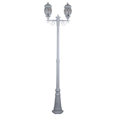 GT-680 Vienna Twin Head Tall Post Light - Powder Coated Finish / B22 - White