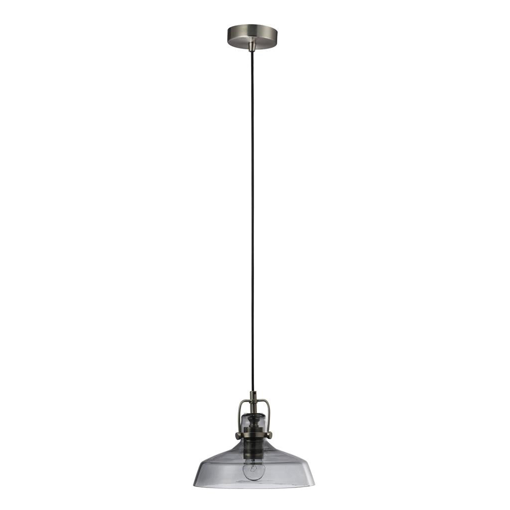 HOIST GLASS PENDANT 1XE27 SMOKE - Satin Chrome