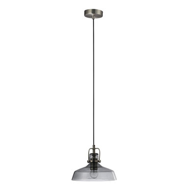 HOIST GLASS PENDANT 1XE27 SMOKE - Satin Chrome