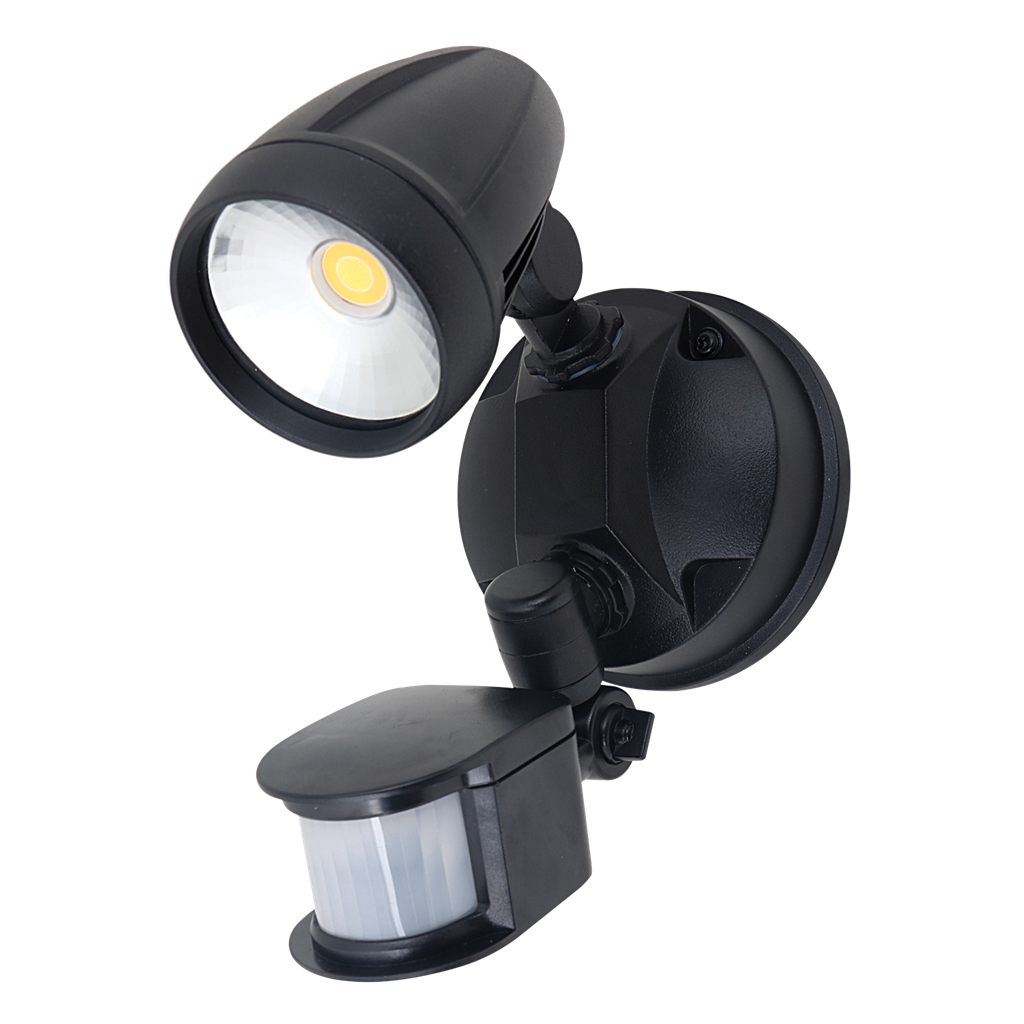 MURO-PRO-15S Single Head 15W LED Spotlight with Sensor - TRIO Tricolour - Black