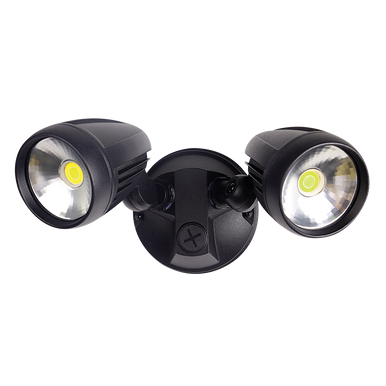 MURO-PRO-30S Twin Head 30W LED Spotlight with Sensor - TRIO Tricolour - Black