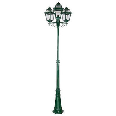 GT-282 Avignon Triple Head Tall Post Light - Powder Coated Finish / B22 - Green
