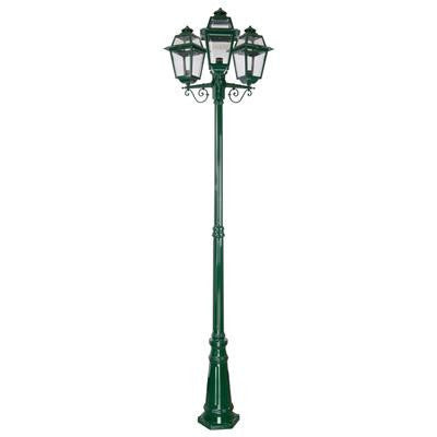 GT-282 Avignon Triple Head Tall Post Light - Powder Coated Finish / B22 - Green