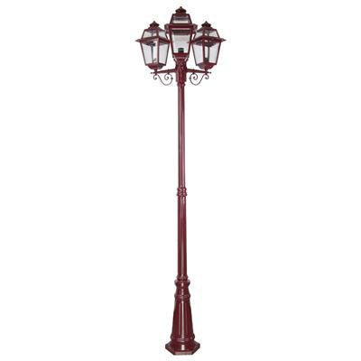 GT-282 Avignon Triple Head Tall Post Light - Powder Coated Finish / B22 - Burgundy