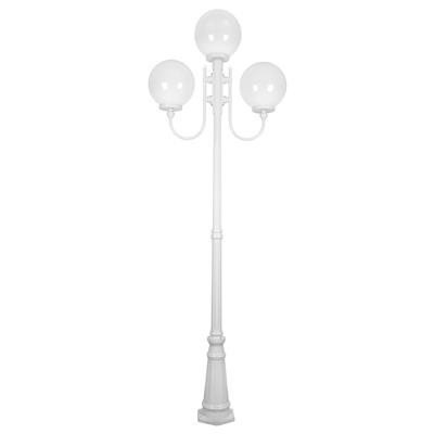 GT-623 Lisbon Triple 30cm Spheres Curved Arms Tall Post Light - Powder Coated Finish / E27 - White