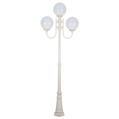 GT-623 Lisbon Triple 30cm Spheres Curved Arms Tall Post Light - Powder Coated Finish / E27 - White