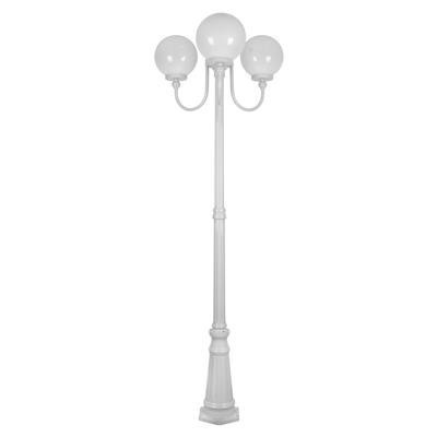 GT-624 Lisbon Triple 25cm Spheres Curved Arms Tall Post Light - Powder Coated Finish / E27 - White