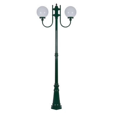 GT-620 Lisbon Twin 25cm Sphere Curved Arms Tall Post Light - Powder Coated Finish / E27 - Green