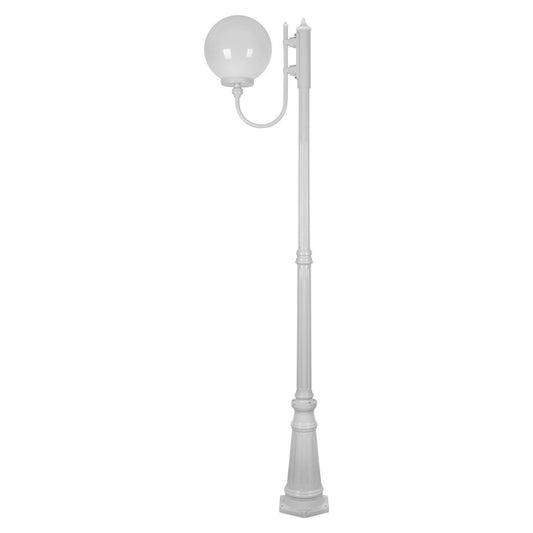 GT-619 Lisbon 30cm Sphere Curved Arm Tall Post Light / E27 - White
