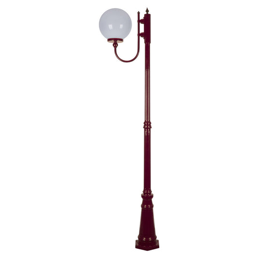 GT-619 Lisbon 30cm Sphere Curved Arm Tall Post Light / E27 - Burgundy