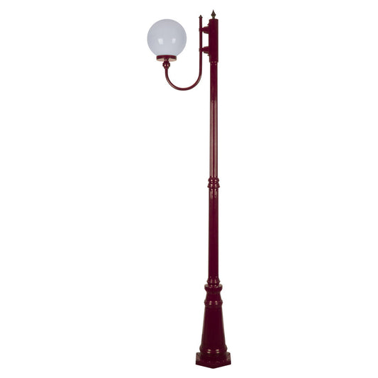 GT-618 Lisbon 25cm Sphere Curved Arm Tall Post Light - Powder Coated Finish / E27 - Burgundy
