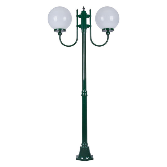 GT-615 Lisbon Twin 30cm Sphere Curved Arms Medium Post Light - Powder Coated Finish / E27 - Green
