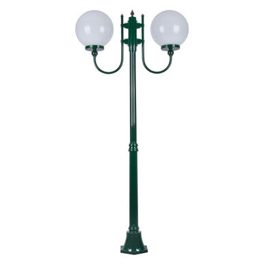 GT-615 Lisbon Twin 30cm Sphere Curved Arms Medium Post Light - Powder Coated Finish / E27 - Green