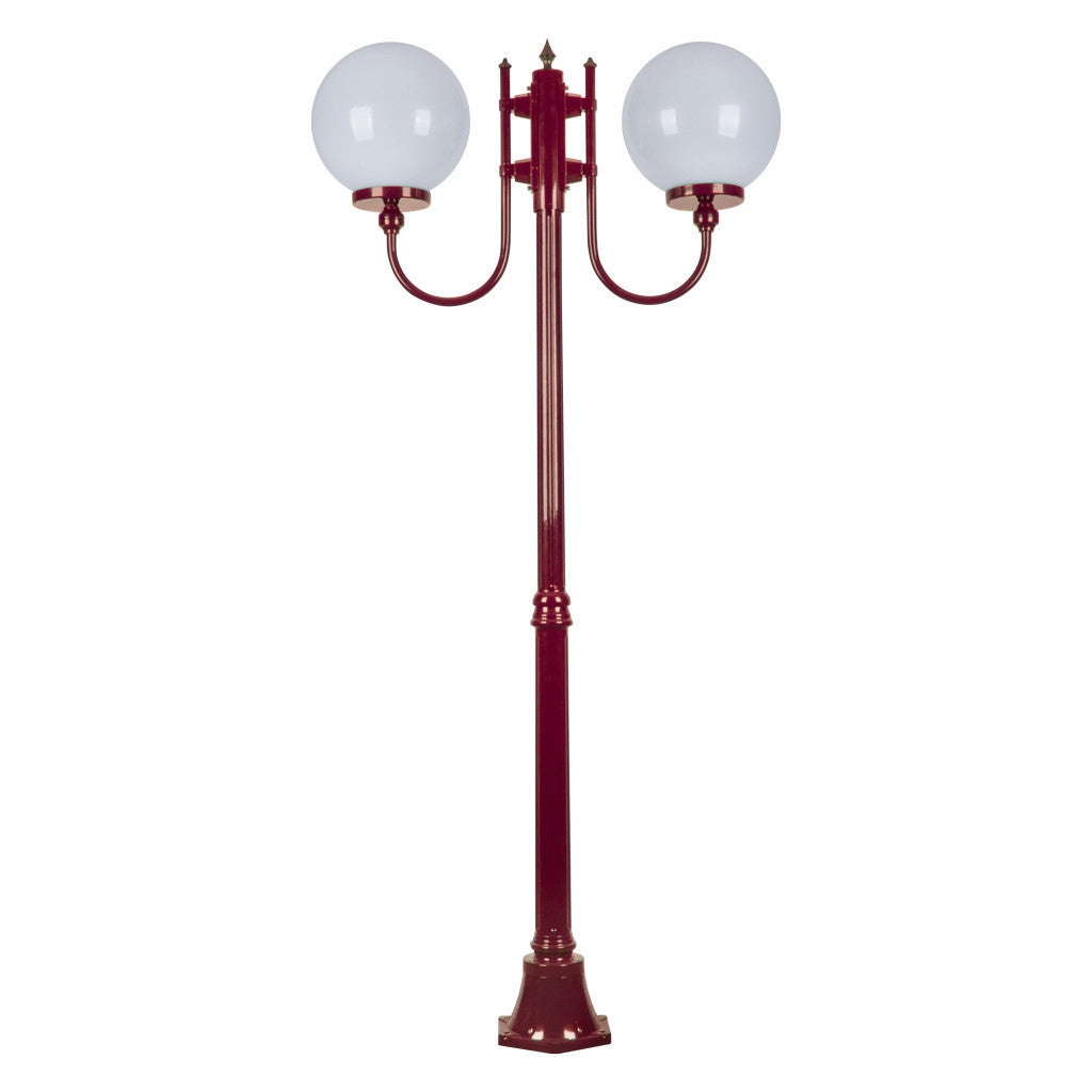 GT-615 Lisbon Twin 30cm Sphere Curved Arms Medium Post Light - Powder Coated Finish / E27 - Burgundy