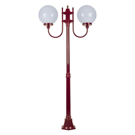 GT-615 Lisbon Twin 30cm Sphere Curved Arms Medium Post Light - Powder Coated Finish / E27 - Burgundy