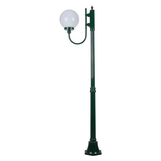 GT-612 Lisbon 25cm Sphere Curved Arm Medium Post Light - Powder Coated Finish / E27 - Green