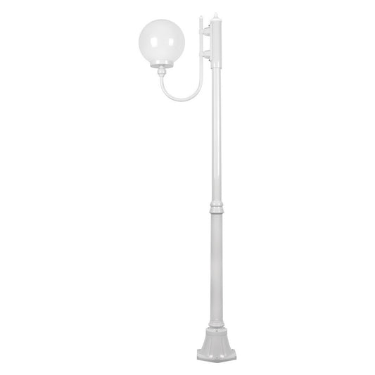 GT-612 Lisbon 25cm Sphere Curved Arm Medium Post Light - Powder Coated Finish / E27 - White