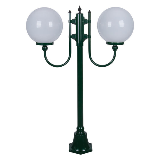 GT-609 Lisbon Twin 30cm Spheres Curved Arms Short Post Light - Powder Coated Finish / E27 - Green