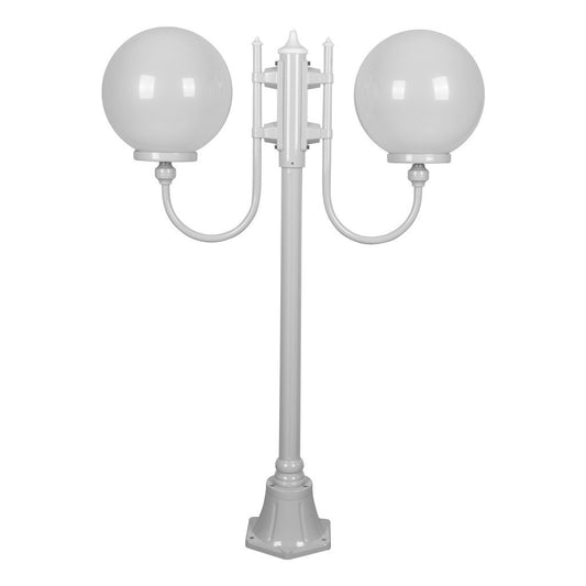 GT-609 Lisbon Twin 30cm Spheres Curved Arms Short Post Light - Powder Coated Finish / E27 - White
