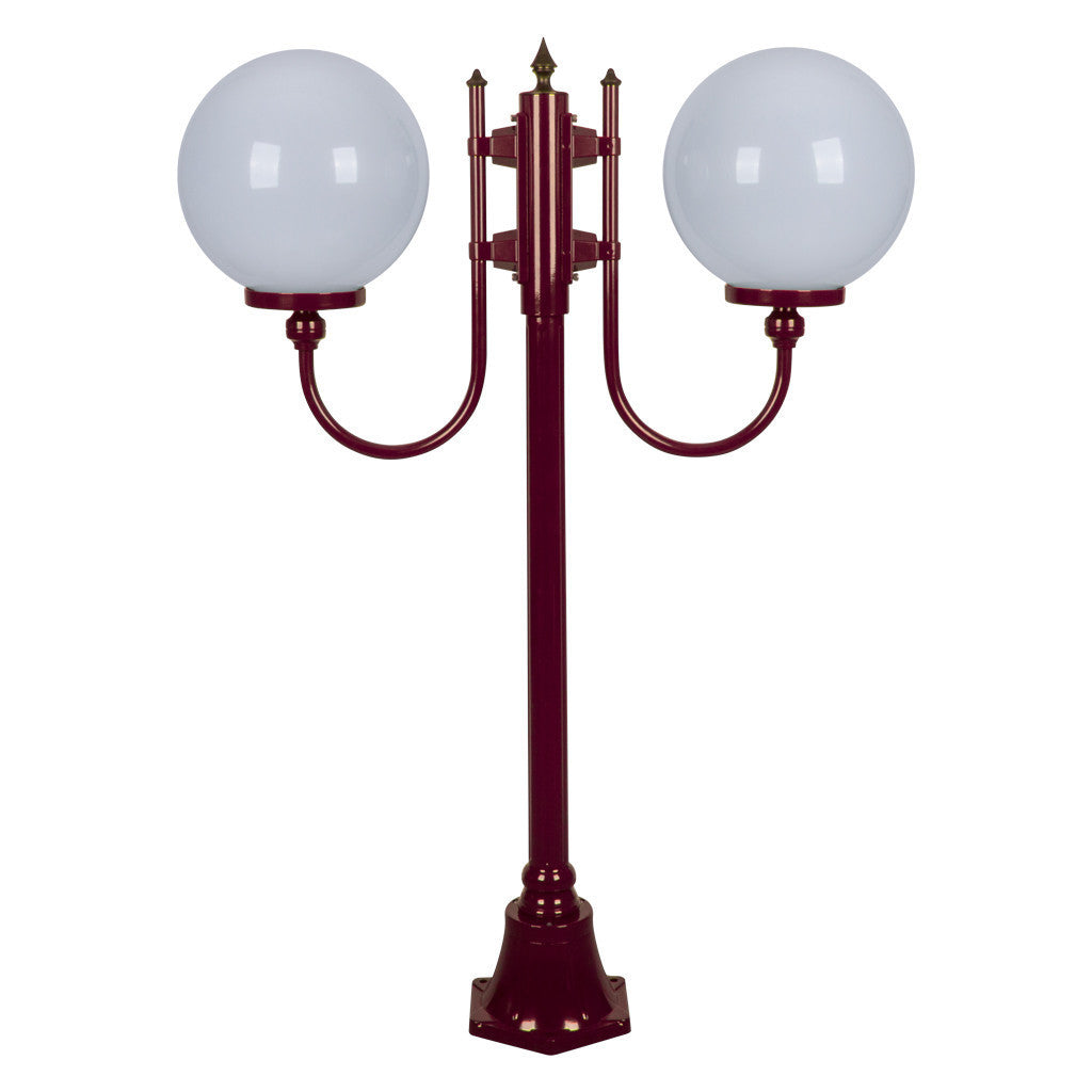 GT-609 Lisbon Twin 30cm Spheres Curved Arms Short Post Light - Powder Coated Finish / E27 - Burgundy