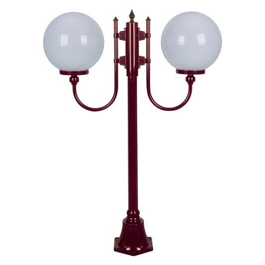 GT-609 Lisbon Twin 30cm Spheres Curved Arms Short Post Light - Powder Coated Finish / E27 - Burgundy