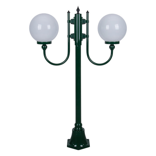 GT-608 Lisbon Twin 25cm Spheres Curved Arms Short Post Light - Powder Coated Finish / E27 - Green
