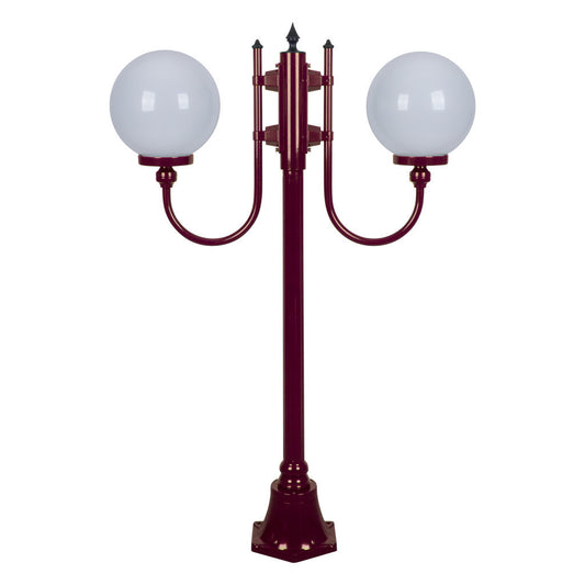 GT-608 Lisbon Twin 25cm Spheres Curved Arms Short Post Light - Powder Coated Finish / E27 - Burgundy