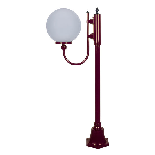 GT-607 Lisbon 30cm Sphere Curved Arm Short Post Light - Powder Coated Finish / E27 - Burgundy