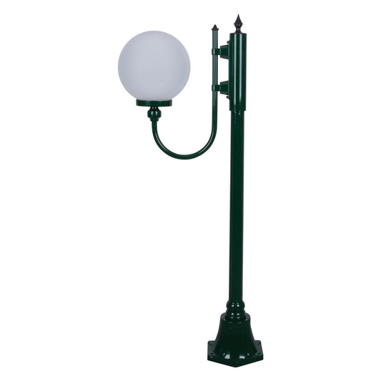GT-606 Lisbon 25cm Sphere Curved Arm Short Post Light - Powder Coated Finish / E27 - Green