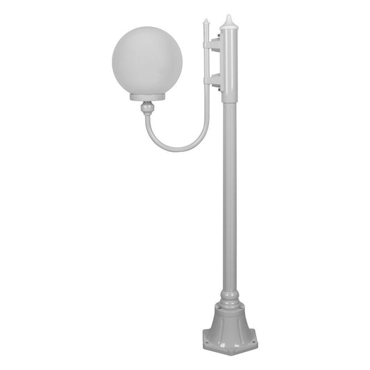 GT-606 Lisbon 25cm Sphere Curved Arm Short Post Light - Powder Coated Finish / E27 - White