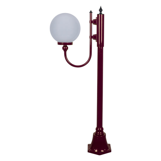 GT-606 Lisbon 25cm Sphere Curved Arm Short Post Light - Powder Coated Finish / E27 - Burgundy