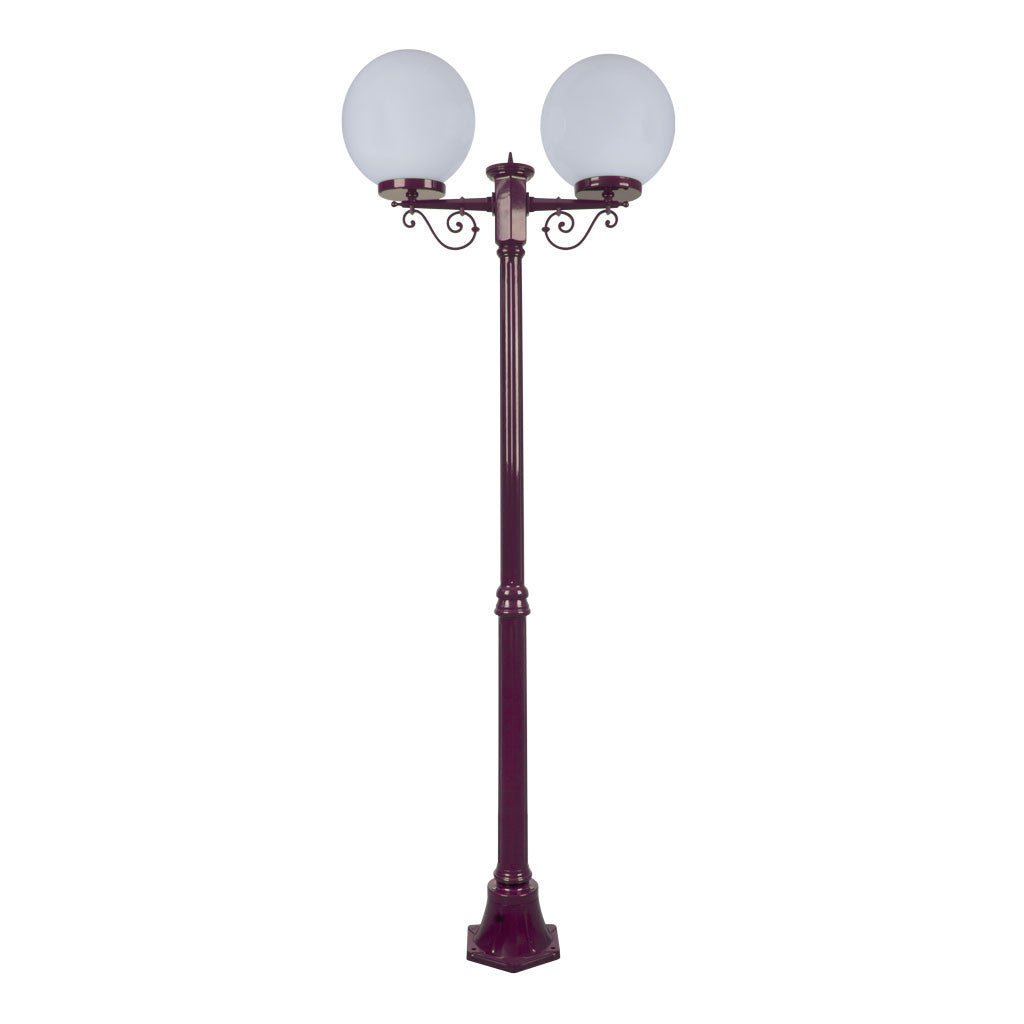 GT-570 Siena Twin 30cm Spheres Medium Post - Powder Coated Finish / E27 - Burgundy