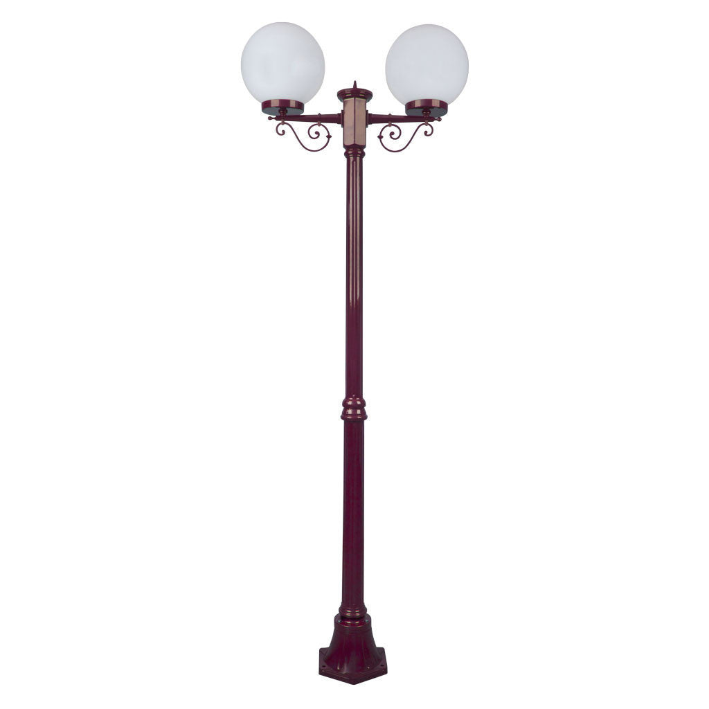 GT-569 Siena Twin 25cm Spheres Medium Post - Powder Coated Finish / E27 - Burgundy