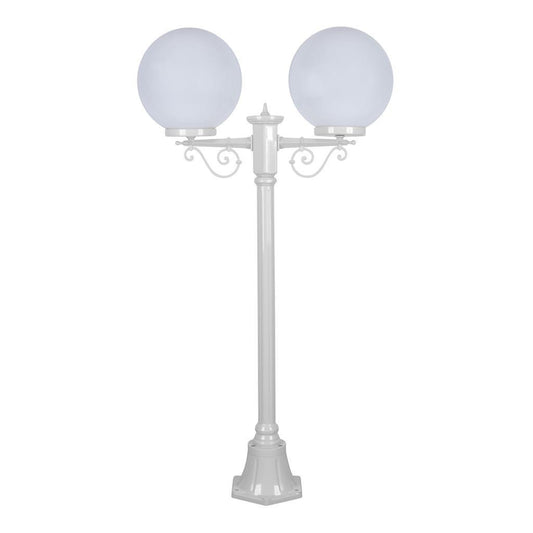 GT-568 Siena Twin 30cm Spheres Short Post - Powder Coated Finish / E27 - White