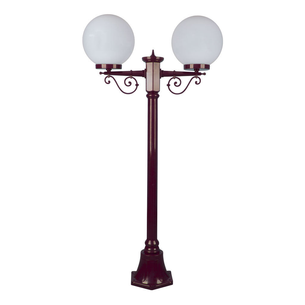 GT-567 Siena Twin 25cm Spheres Short Post - Powder Coated Finish / E27 - Burgundy