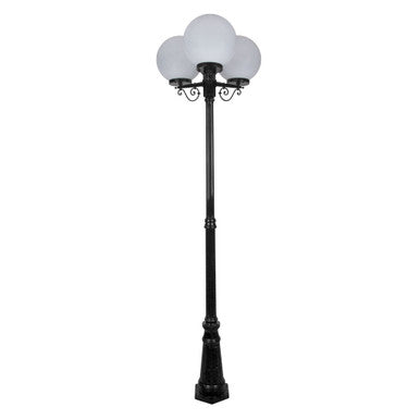 GT-563 Siena Triple 30cm Spheres Tall Post - Powder Coated Finish / E27 - Black