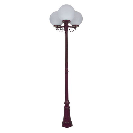 GT-563 Siena Triple 30cm Spheres Tall Post - Powder Coated Finish / E27 - Burgundy