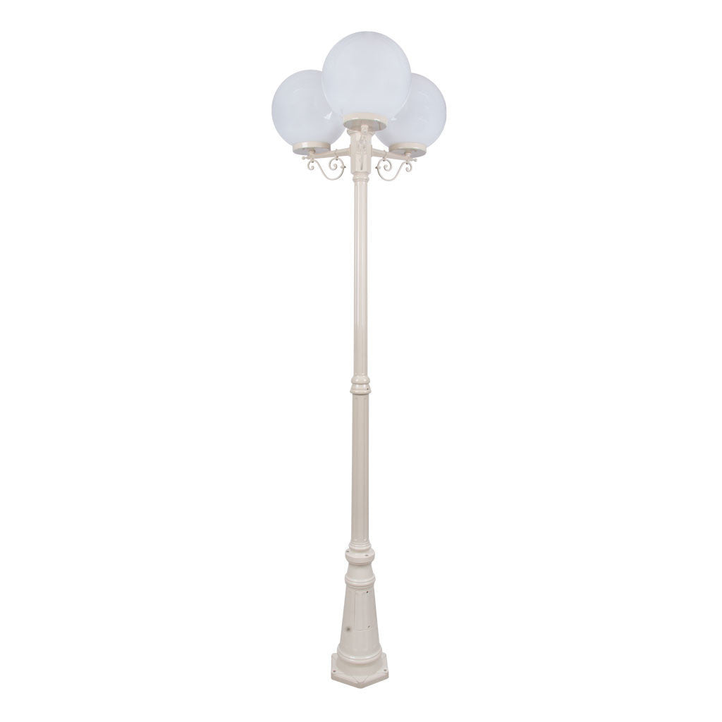 GT-563 Siena Triple 30cm Spheres Tall Post - Powder Coated Finish / E27 - Beige