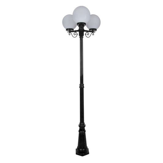 GT-562 Siena Triple 25cm Spheres Tall Post - Powder Coated Finish / E27 - Black