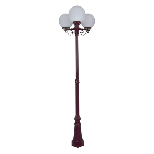 GT-562 Siena Triple 25cm Spheres Tall Post - Powder Coated Finish / E27 - Burgundy