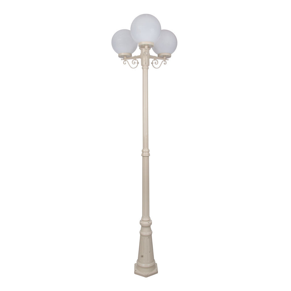 GT-562 Siena Triple 25cm Spheres Tall Post - Powder Coated Finish / E27 - Beige