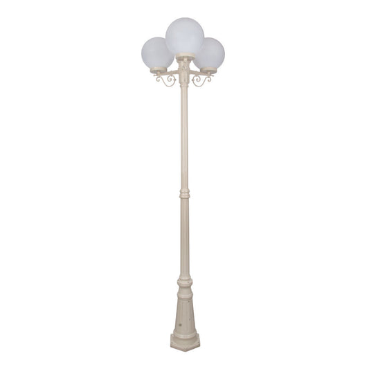 GT-562 Siena Triple 25cm Spheres Tall Post - Powder Coated Finish / E27 - Beige