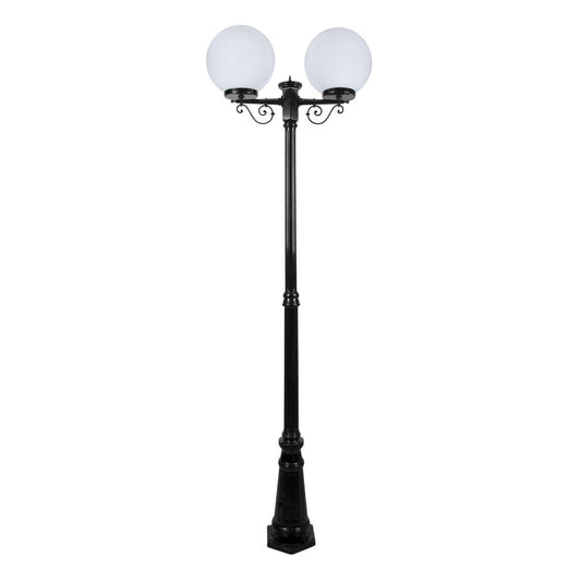 GT-561 Siena Twin 30cm Spheres Tall Post - Powder Coated Finish / E27 - Black