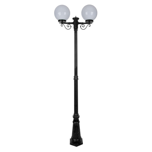 GT-560 Siena Twin 25cm Spheres Tall Post - Powder Coated Finish / E27 - Black