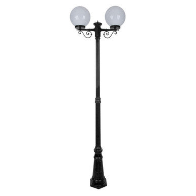 GT-560 Siena Twin 25cm Spheres Tall Post - Powder Coated Finish / E27 - Black